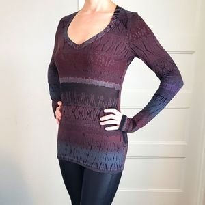 BKE purple & gray long sleeve burnout shirt
